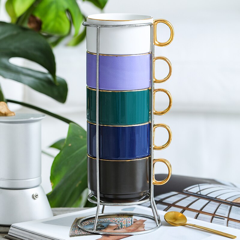 Nordiska kaffekoppset guldkant te kopp och fat porslin kaffemuggar te set tazas de ceramica mate koppar  ac50bd