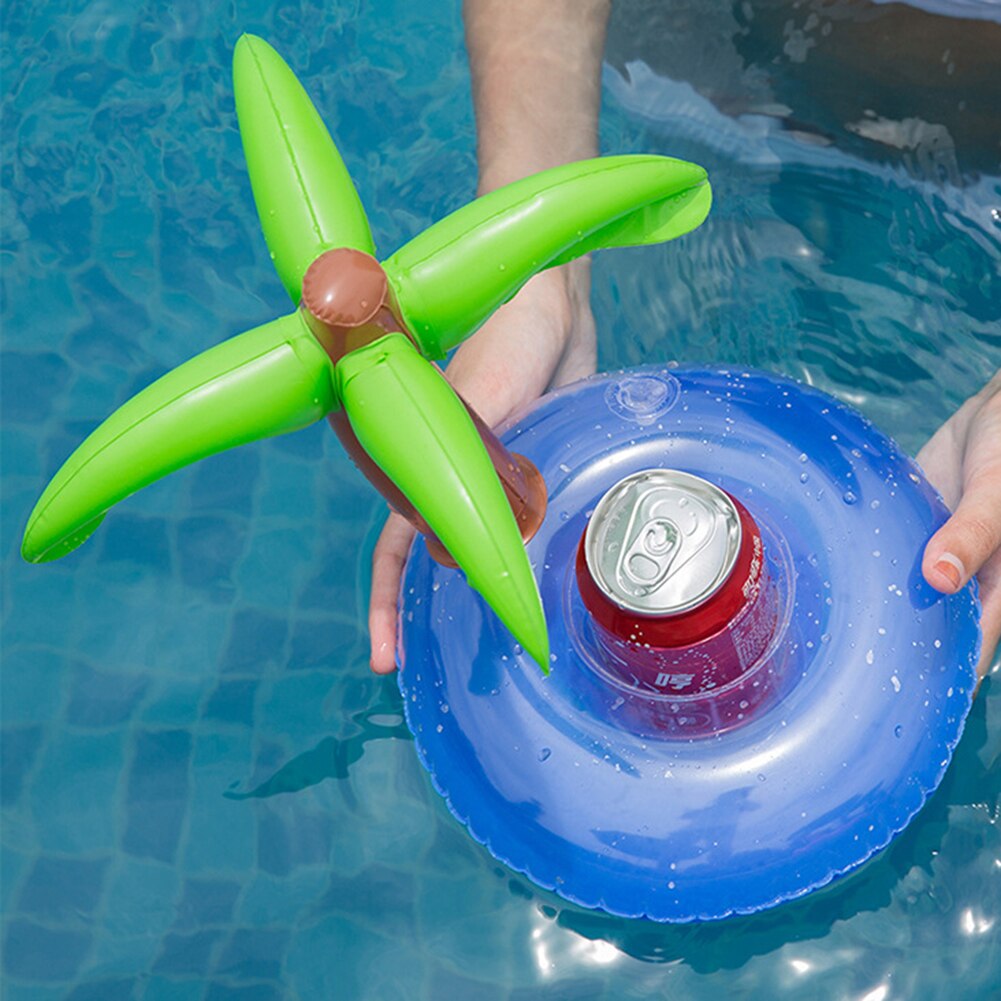 Mini coconut tree inflatable drink coasters, beverage cup holders, floating toys, summer water swimming pool beach party supplies