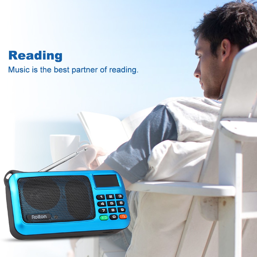 Rolton W405 Portable Mini FM Radio PC Speaker Music Player USB TF Card with LED Display HiFi Stereo Receiver Digital FM Radio