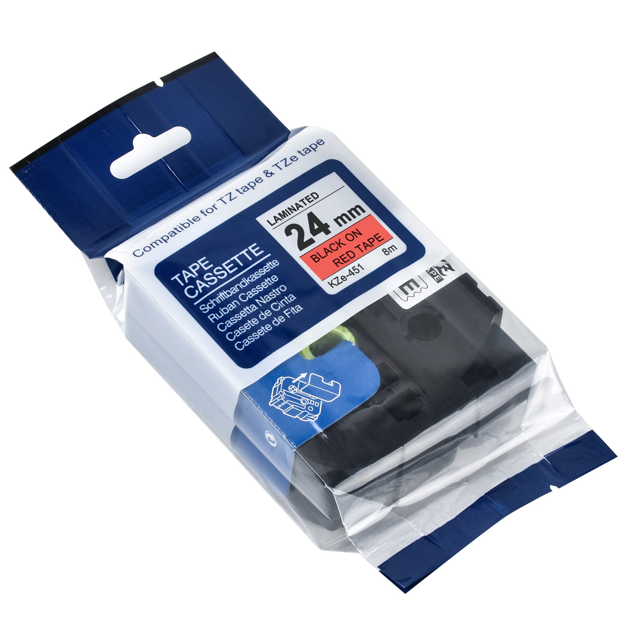 CIDY 5-Pack Compatible TZe-451 Label Tape - 24mm Black on Red - for Brother Label Printers