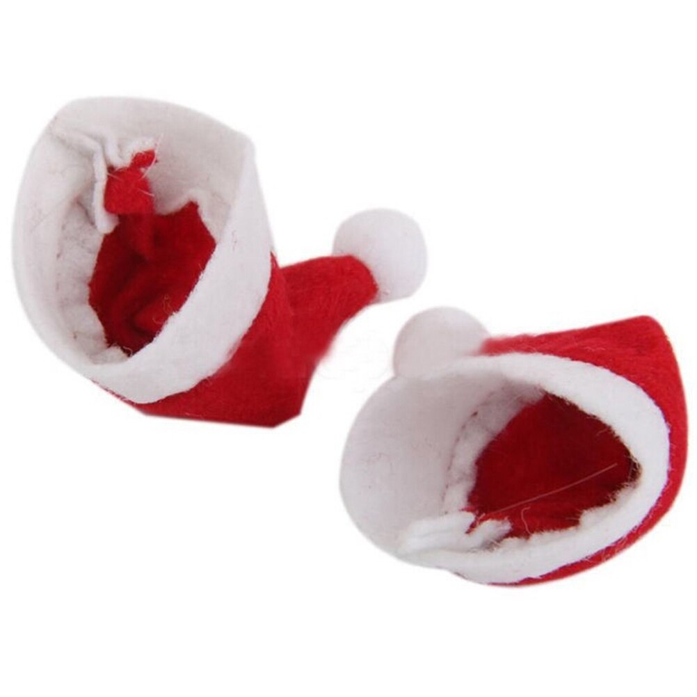 Rode Kerst Santa Hoed Cup Hoed 4.5 Cm Mini Kerstman Cover Jaar Kerstcadeau Kerst Candy Cover Decoratie 6 stks/set