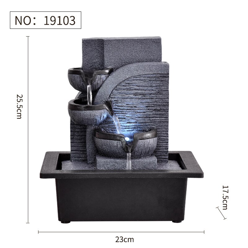 Fuentes de escritorio decorativas para el hogar hechas a mano, fuente de agua interior, artesanía creativa, decoración del hogar y estatuillas, fuente de cascada FengShui: 4XL / Gris claro