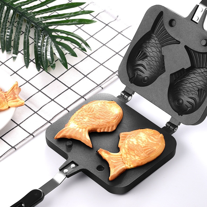 Taiyaki skimmel japansk fiskformet bageudstyr vaffelpande maker japansk pandekage dobbeltpande rustfrit stål stegepande