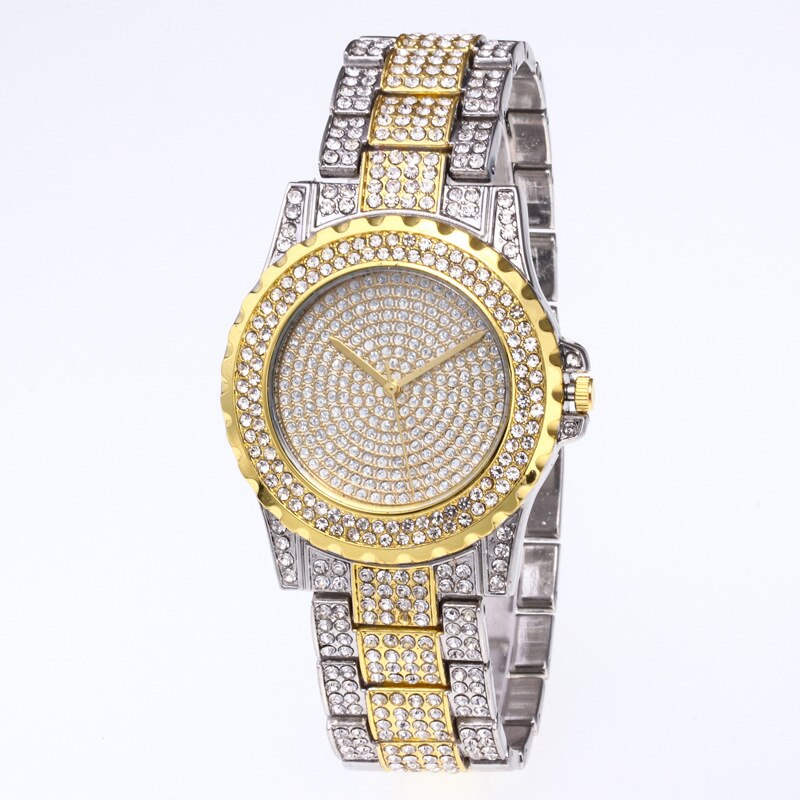 Kristallen dameshorloges, quartzhorloge voor dames, casual polshorloge met strass, reloje mujer relogio feminino dameshorloge: Goud zilver