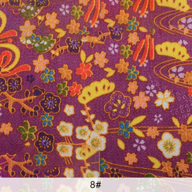 Japansk blomstret stof polyester rynkestof til kvinders hårtilbehør 4*4cm/ stk 10 stk/parti  p65: 8