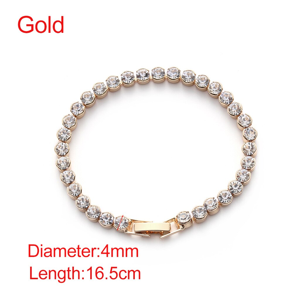 Neue Elegante Dazzling CZ Diamanten Choker Halskette Luxus Tennis Kette Halskette Für Frauen Schmuck Schlüsselbein Kette Halskette: Gold 4mm bracelcet