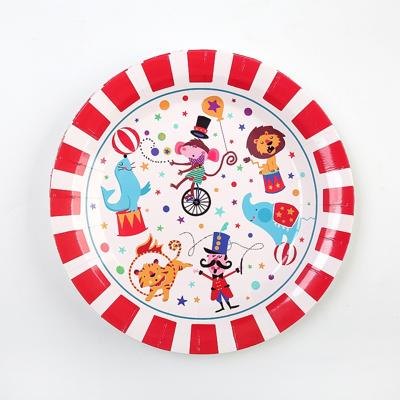 Circus Theme Animals Party Supplies Disposable Tableware Set Paper Cups Plates Kids Birthday Baby Shower Party Decorations