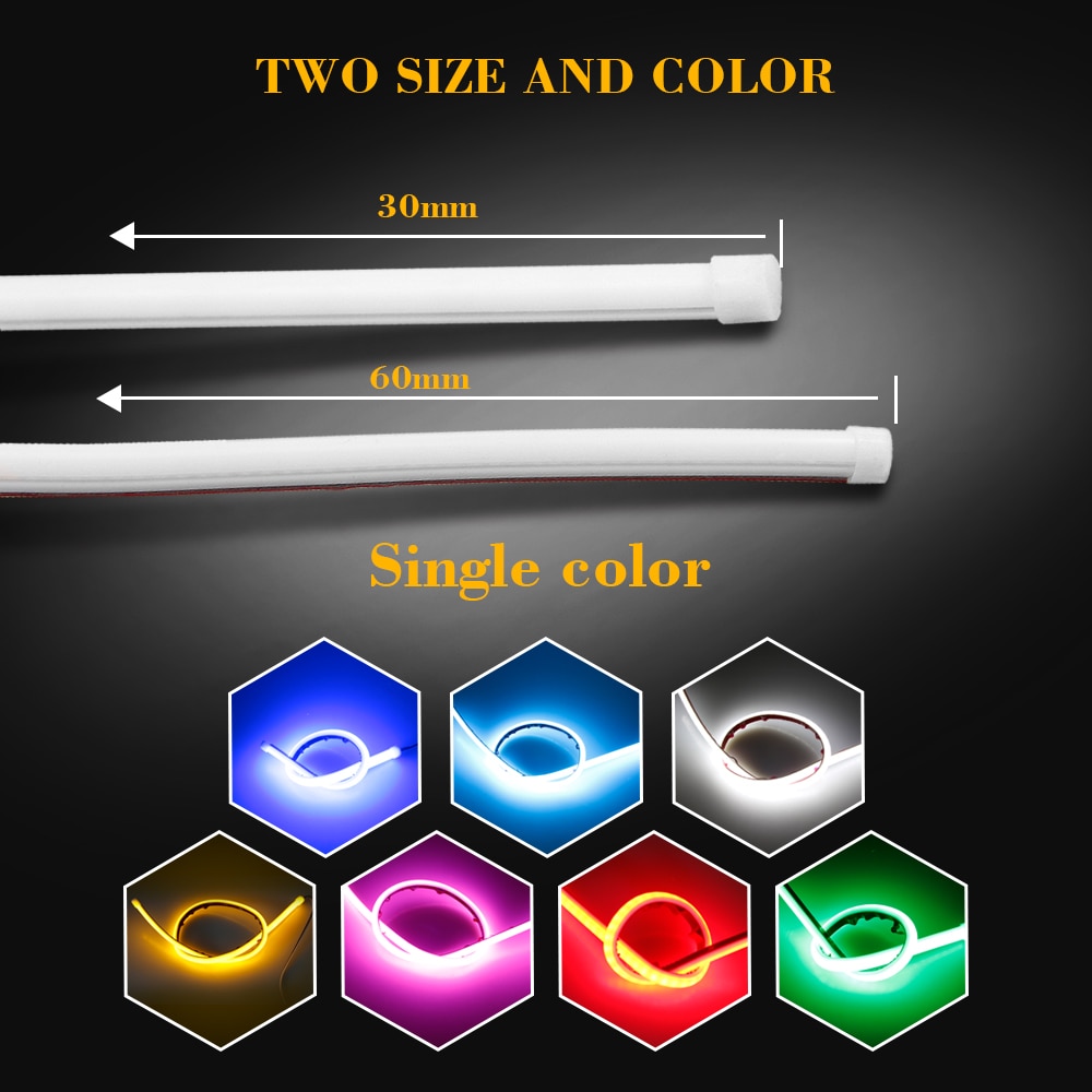 AOTOINK 2 pièces Flexible DRL LED lumière de jour Tube souple Guide Angle yeux LED bande Auto lampe pour voiture phare assemblage EJ