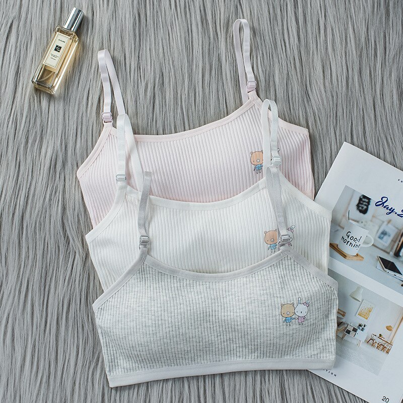 Sujetadores deportivos para niñas, ropa interior de entrenamiento, de algodón, Tops de tubo, de 8 a 16 años