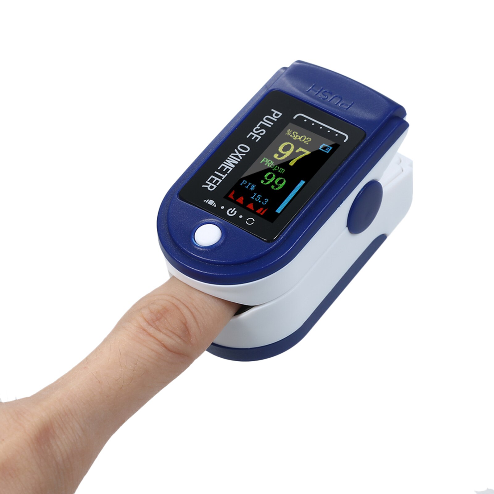 Finger oximeter iltmætning monitor blod ilt monitor finger puls lav batterispænding hjertefrekvens sundhedspleje enhed