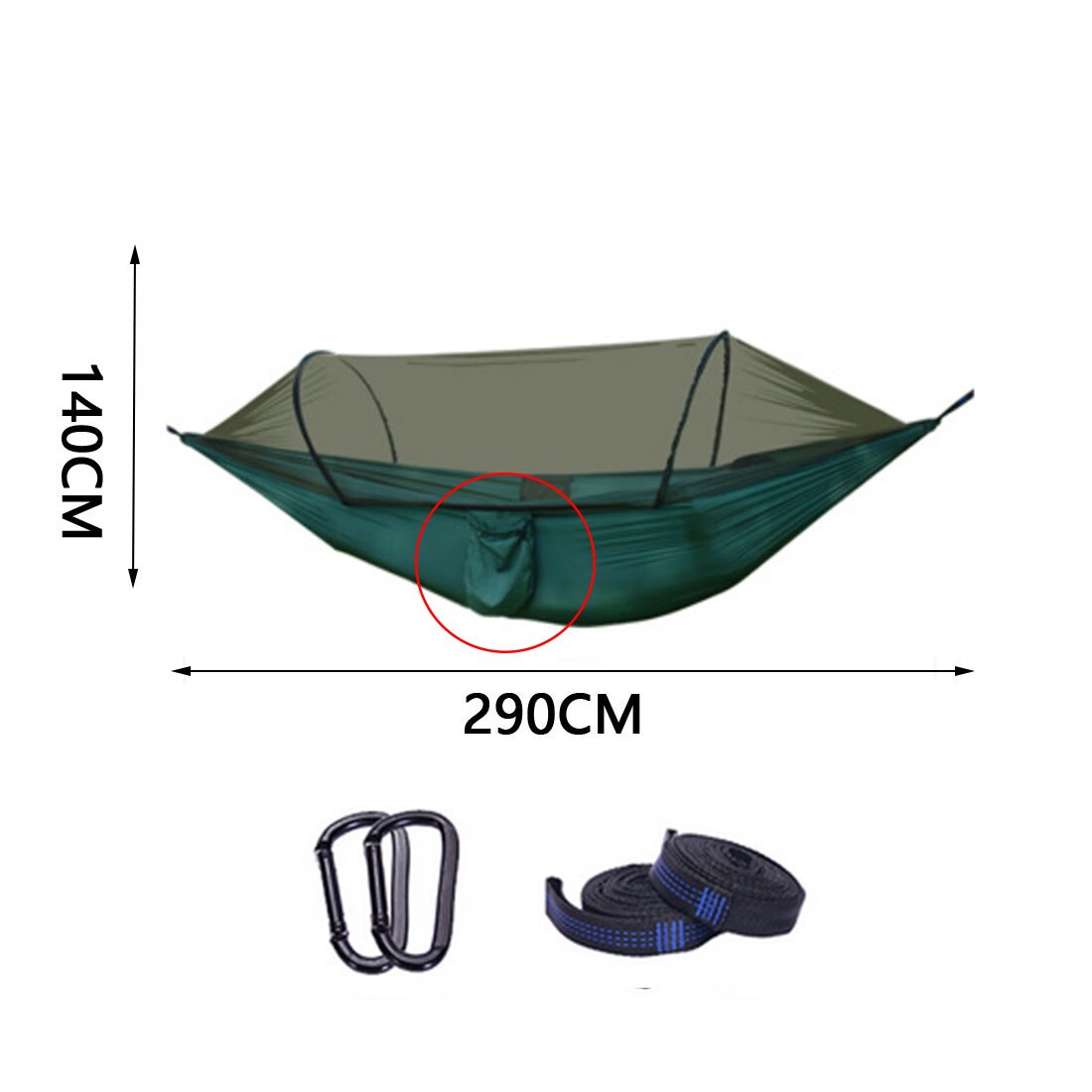 Hangmat Met Anti-Muggen Outdoor Dubbele Nylon Parachute Doek Camping Klamboe Quick Open Hangmat Controle Hangmat Kamp: High Version E