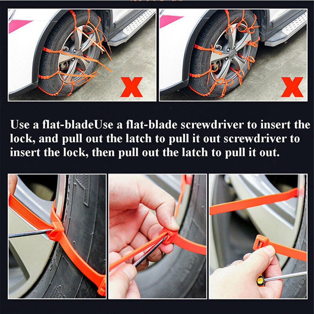 10Pcs Auto Anti-Slip Sneeuw Tyre Auto Universele Anti Slip Sneeuwkettingen Nylon voor Auto Vrachtwagen Sneeuw modder Wheel Tyre Kabelbinders