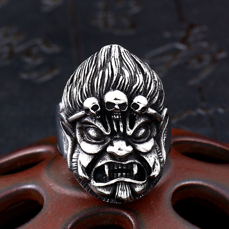 Beier-Anillo de calavera wukong de acero inoxidable 316L, anillo Oriental de Rey Mono, mitos, LLBR8-550R para hombre