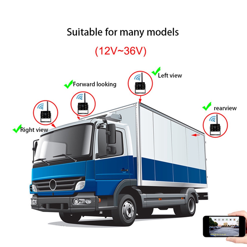 Cámara de visión trasera inalámbrica para coche, sistema de imagen de marcha atrás a prueba de golpes, impermeable, WIFI, para camión, remolque, RV, Camper,