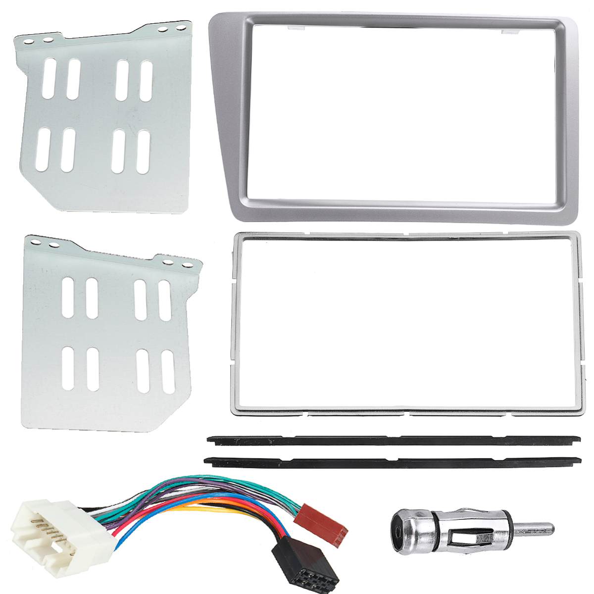 2 Din Car Radio Stereo Fascia Panel Plate Frame Kit Double Din Dash Mount DVD Frame For Honda/Civic EP2 EP3 2001-2006: Silver