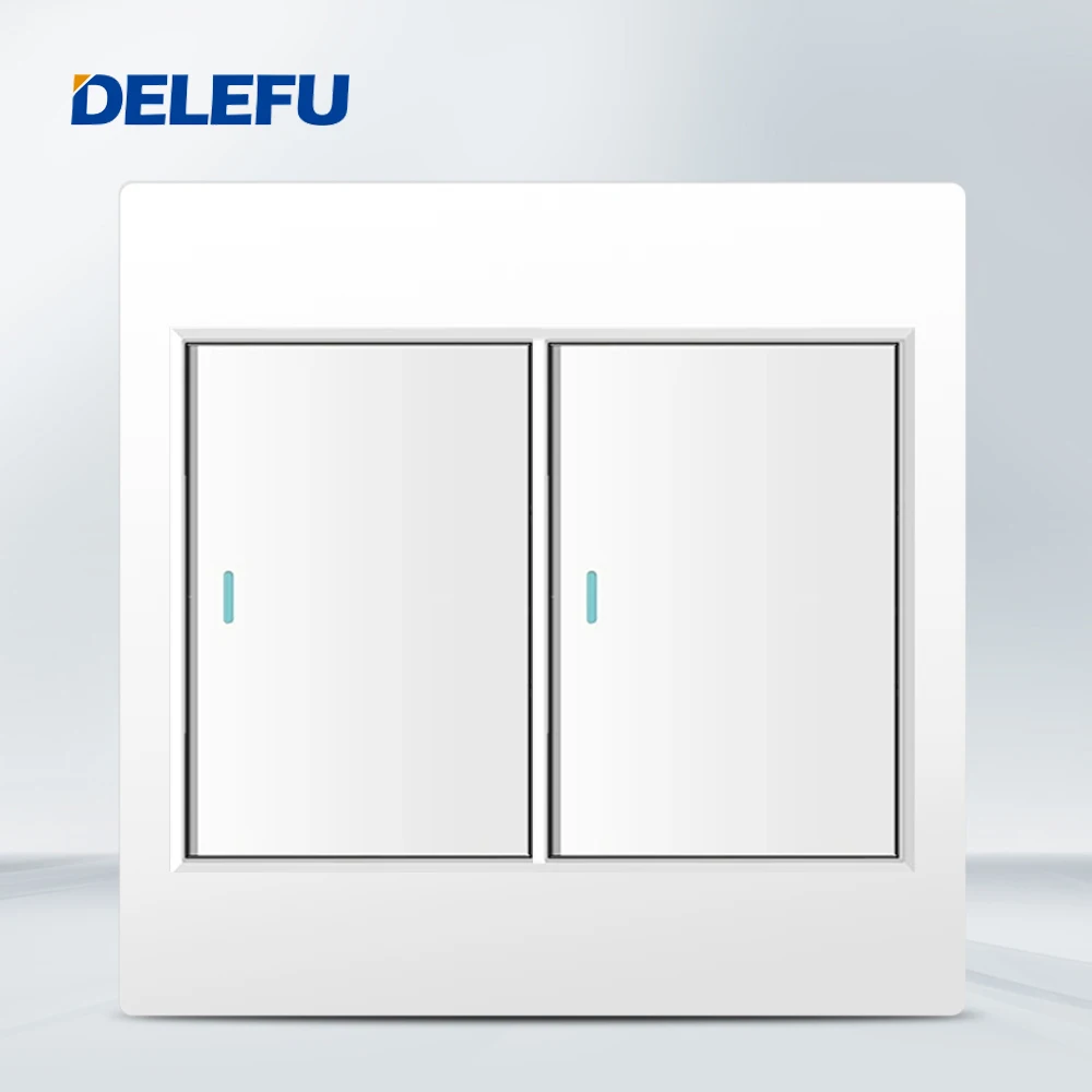 DELEFU 4x4 Fireproof PC Panel Brazil Standard Outlet Double USB Type C Wall Power Socket Light Switch Office White 10A 20A: 5.2M / Beige