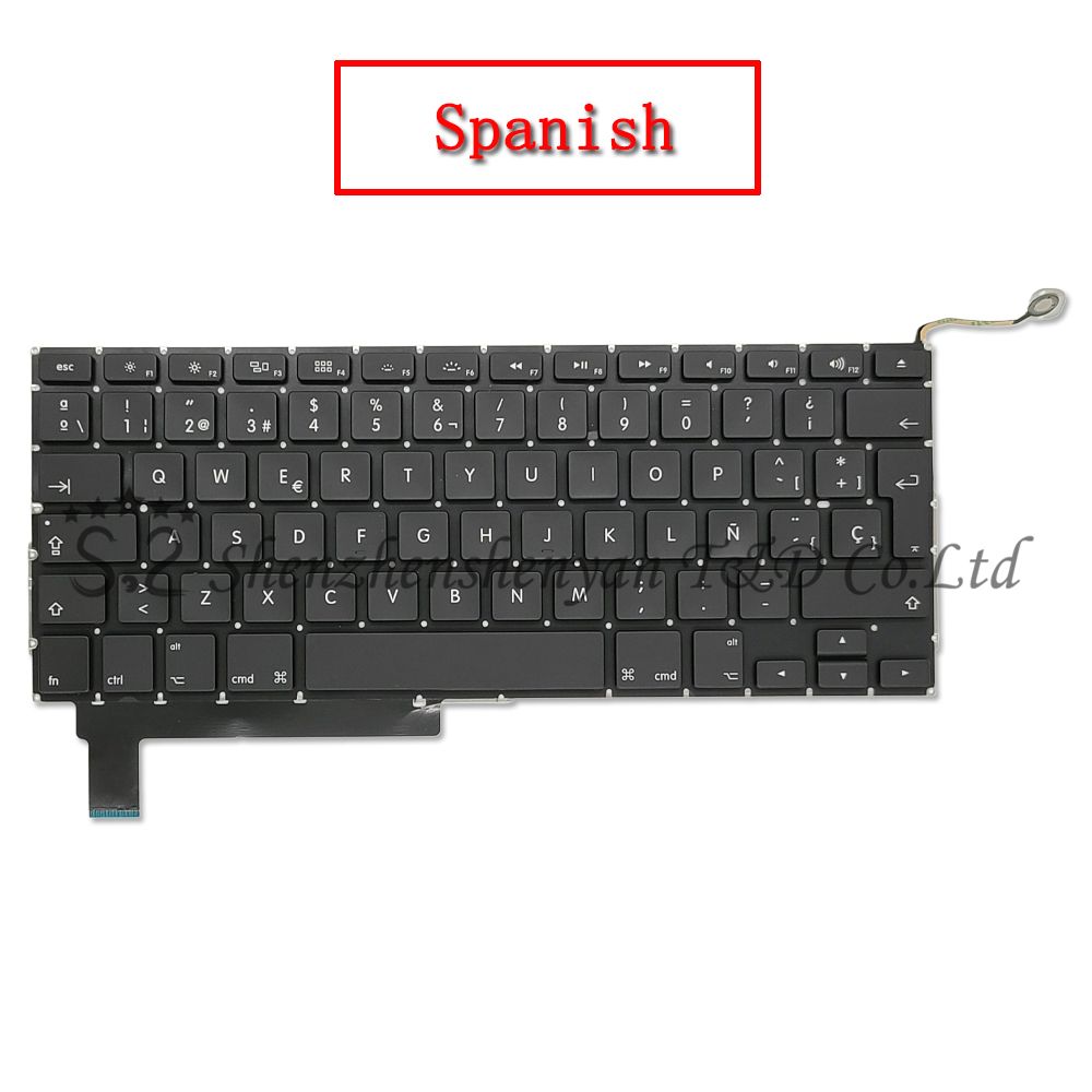 A1286 For Macbook Pro 15" Replacement Keyboard US UK Russian French Spain Japanese Arabic Version Years: Spanish