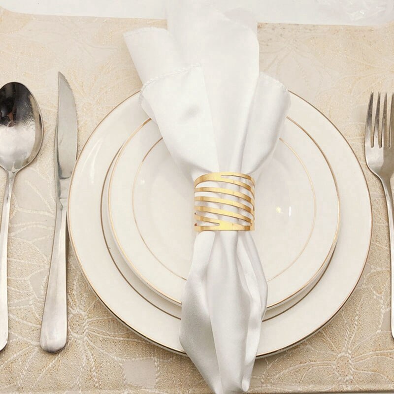 16 Stuks Servet Houder Kerst Wedding Gold Servet Circle Banket Diner Tafel Decoratie 10 Stuks Metalen & 6 Stuks Fall bladeren