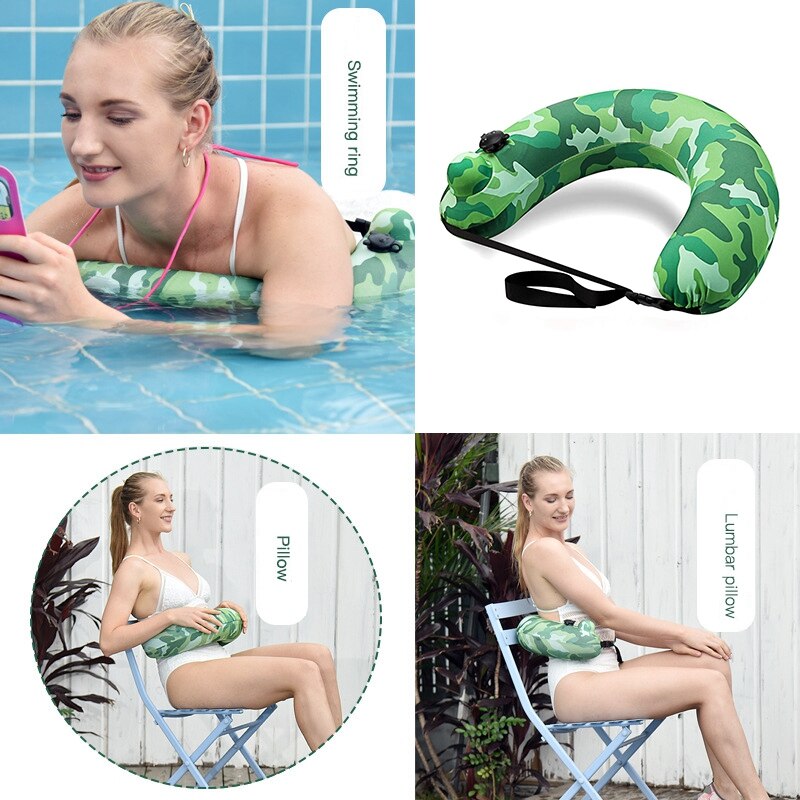 Cinturón de natación inflable anillo de natación portátil entrenador de nado flotador de piscina Almohada de Viaje para el cuello para niños adultos