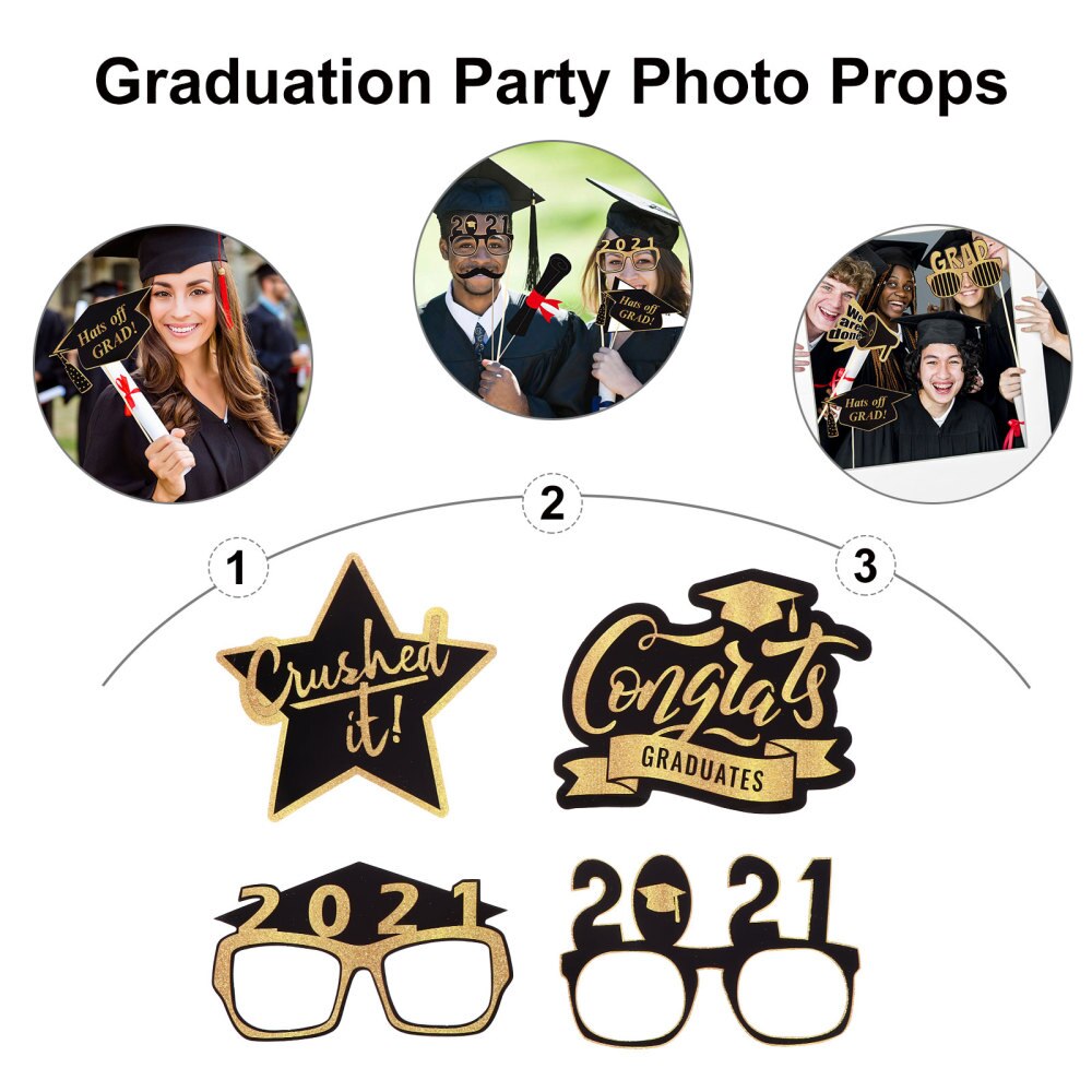 20pcs Graduation Party Photo Props Party Favors Glitter Photography Accessories