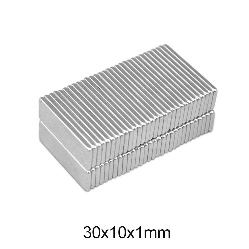 10 ~ 200 Stuks Dunne Quadrate Permanente Magneet 30X10X1 Dikte 1Mm Neodymium Magneet N35 30X10X1Mm Blok Sterke Magneet Vel 30*10*1