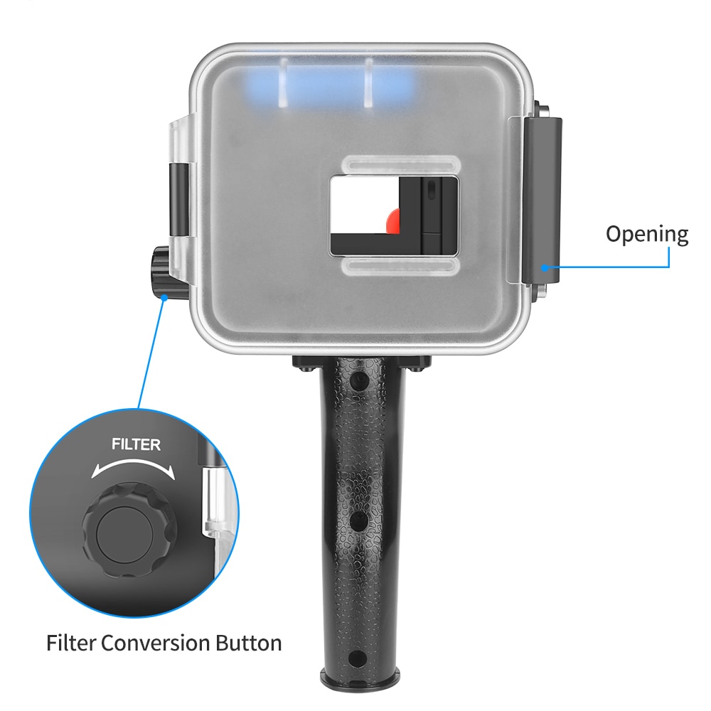Schieten 40M Led Onderwater Lamp Duiken Licht Voor Gopro Hero 7 6 5 Black Video Flash Vullen Lichten Waterdicht case Rood Filter Trigger