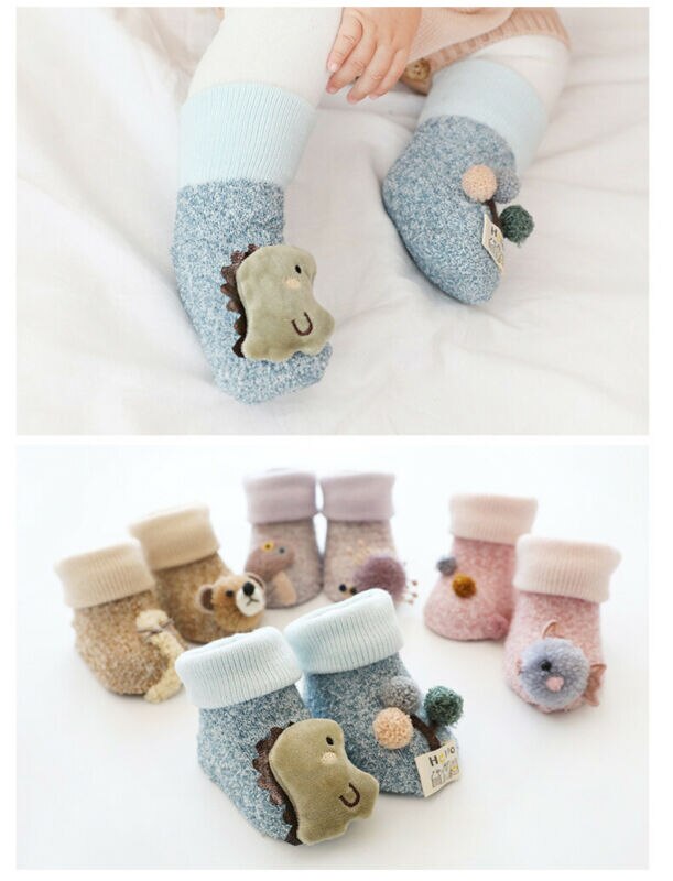 0-3Years Infant Baby Mädchen Junge Anti-slip Socken Cartoon Drucken Warme Socken Neugeborenen Slipper Schuhe Stiefel