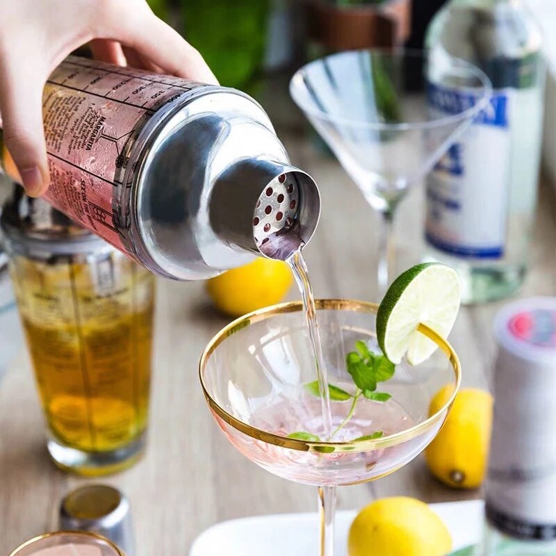 400ml flask mix master glas transparent skala cocktail shaker 304 av rostfritt stål bar och glas shaker bar verktyg