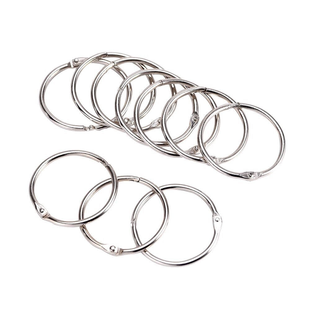 24Pcs Metalen Boek Rings Loose Leaf Binder Ring Sleutelhanger Sleutelhangers (Zilver)