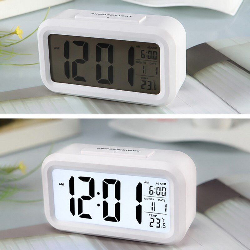 Réveil grand écran avec calendrier pour bureau à domicile horloge de Table Snooze électronique enfants horloge LED horloges numériques de bureau