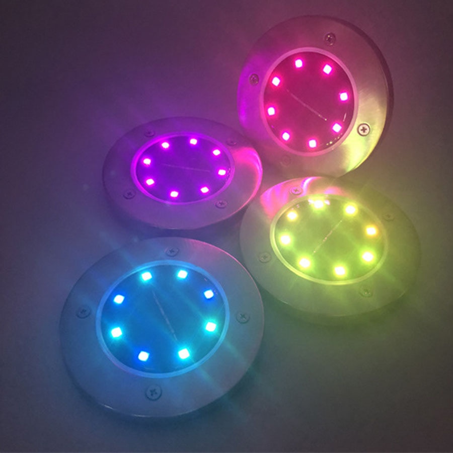 8 Leds Solar Ondergrondse Licht Solar Power Rgb Begraven Grond Licht Waterdicht Outdoor Outdoor Tuin Gazon Yard Pathway Verlichting