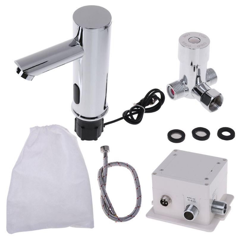 Badkamer Automatische Infrarood Sensor Wastafel Kraan Touchless Basin Water Tap Badrandcombinaties B85E: Silver LONG