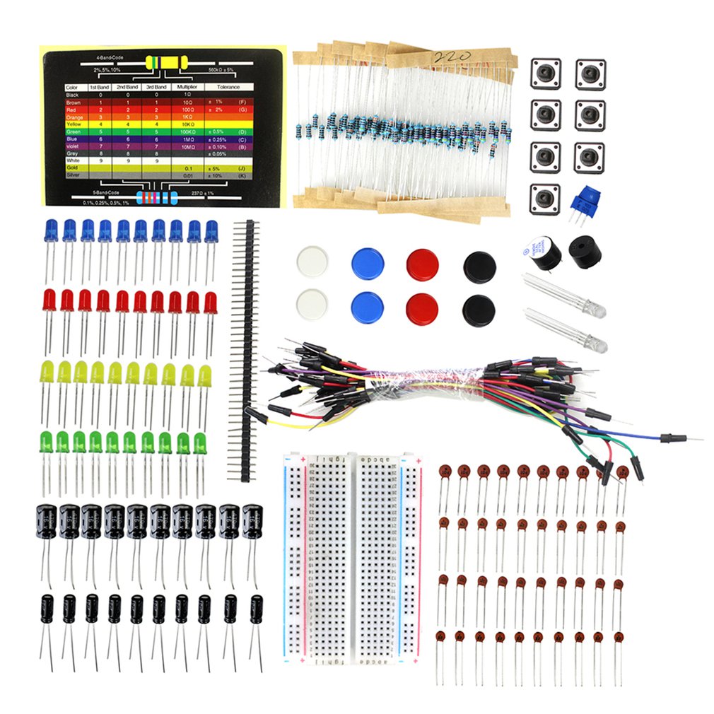 1 set 400 holes Starter Kit for Arduino Resistor / LED / Capacitor / Jumper Wires / Test Board Resistance Kit