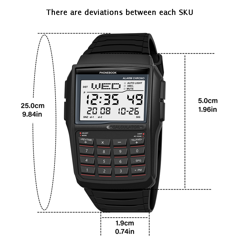 Multifunction Calculator Watch LED Electronic Watch Digital Sports Waterproof Computer Style Men's Top Luxury