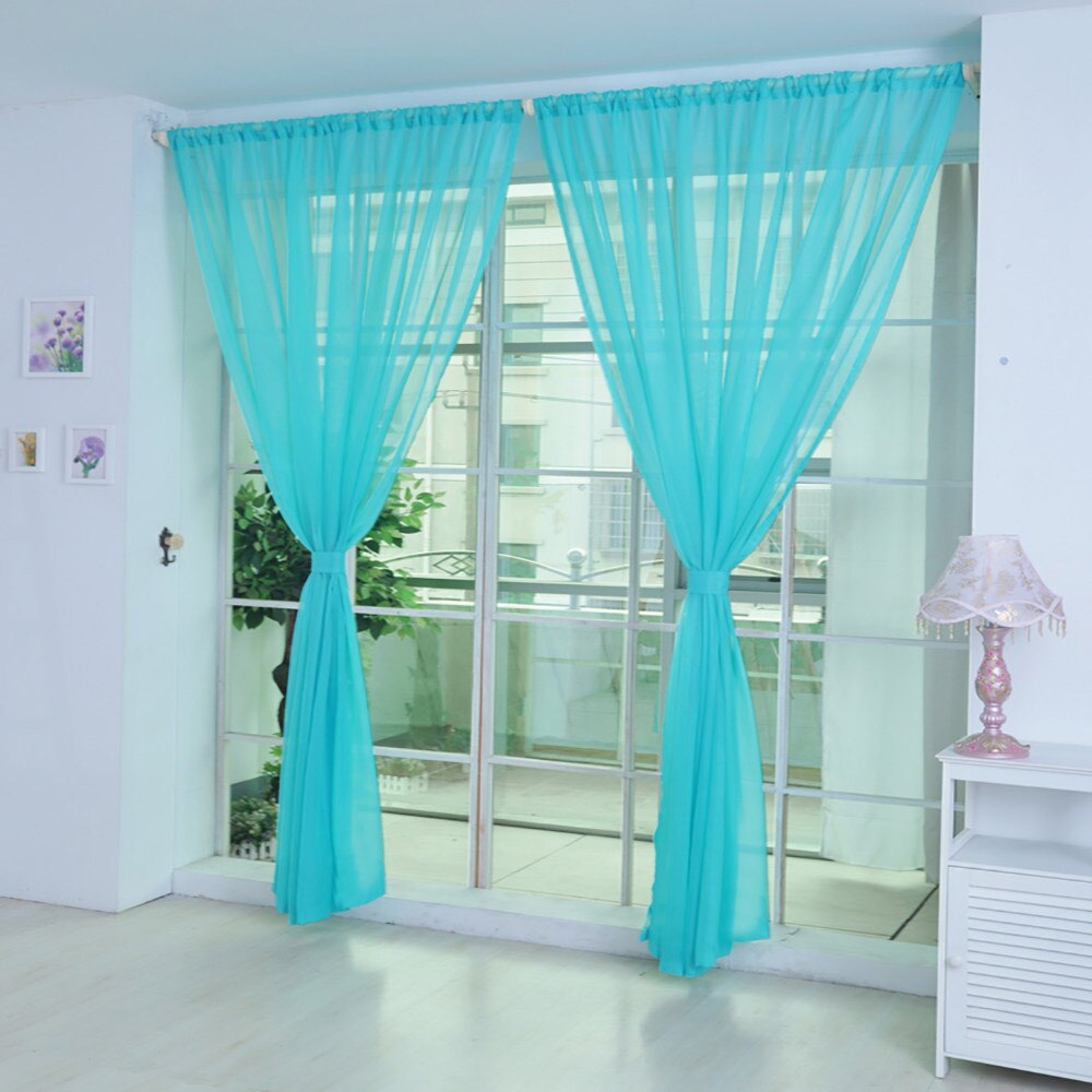 1 Pcs Pure Kleur Tulle Deur Gordijn Drape Panel Sheer Sjaal Valletjes Geselecteerde Materiaal Goede Voor Uw Ouders: H