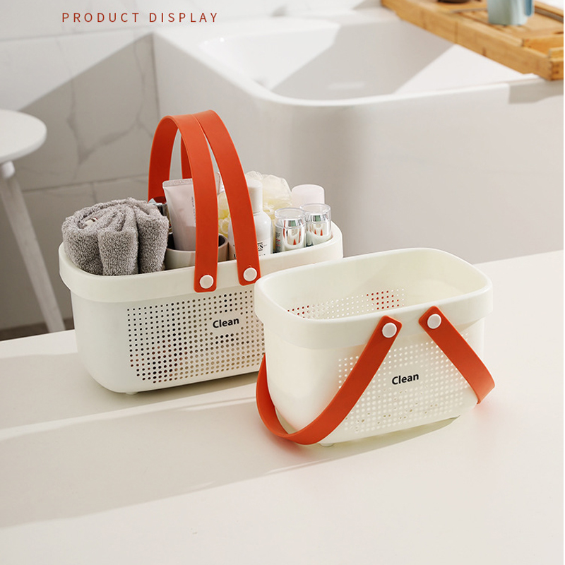 Bath Drain Basket Portable Storage Basket Bath Basket Rattan Plastic Bathroom Storage Box Snack Cosmetic Wash Storage Box