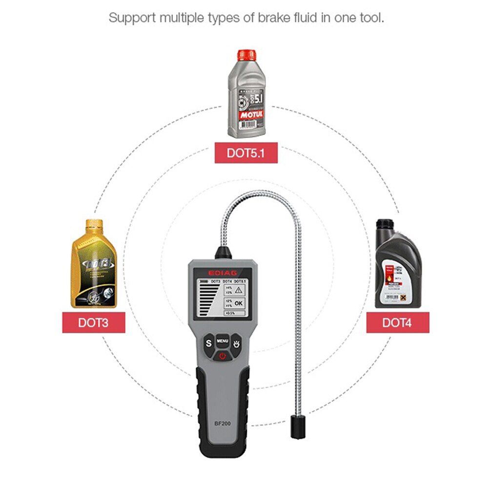 Digital Brake Fluid Tester BF200 for DOT3 DOT4 DOT5.1 Water Content Detector LED Display Car Accessories Oil Test Pen