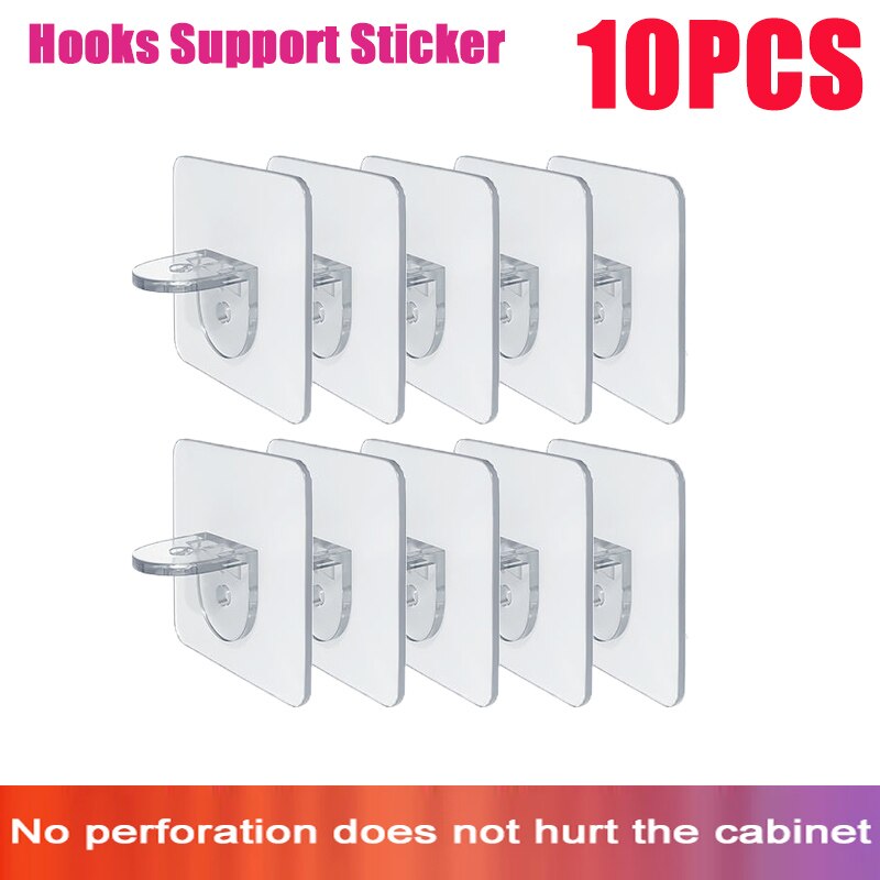 20/10Pcs Plank Houder Ondersteuning Haken Muur Sticker Gelaagde Partitie Beugel Plakken Schroef Haak Ondersteuning Plank Haak: 10pcs