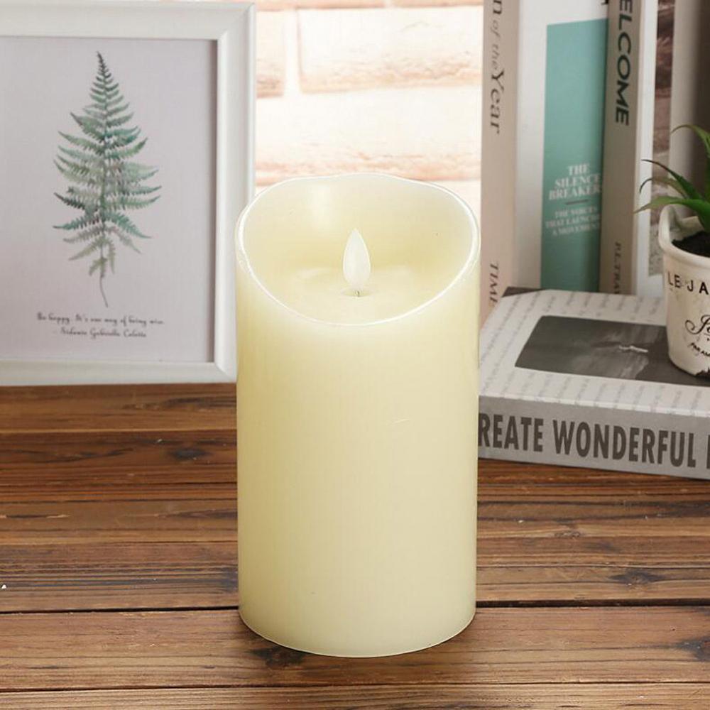 Flameless LED Candle Light Real Paraffin Wax Pillars Candle Light with Realistic Swing Flames for Home Christmas Wedding Decor: 1pcs 7.5x15cm