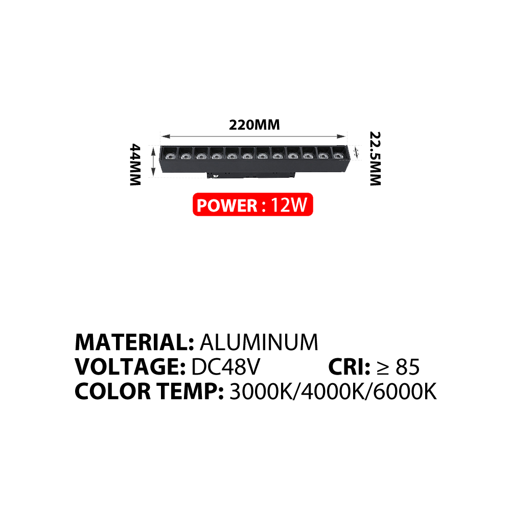 Lampada da binario magnetica a LED incorporata 48V COB Faretto lineare Lampada da soffitto per binario Soggiorno senza luci principali Lampade a griglia di illuminazione: orange / Blu