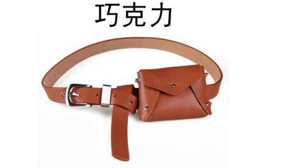 Rivet Leather Waist Hand Bag Crossbody Bag Mini Pocket Bag PU Leather Handbags Belt Mini Key Coin Bag Pocket Vintage Bag: Brown