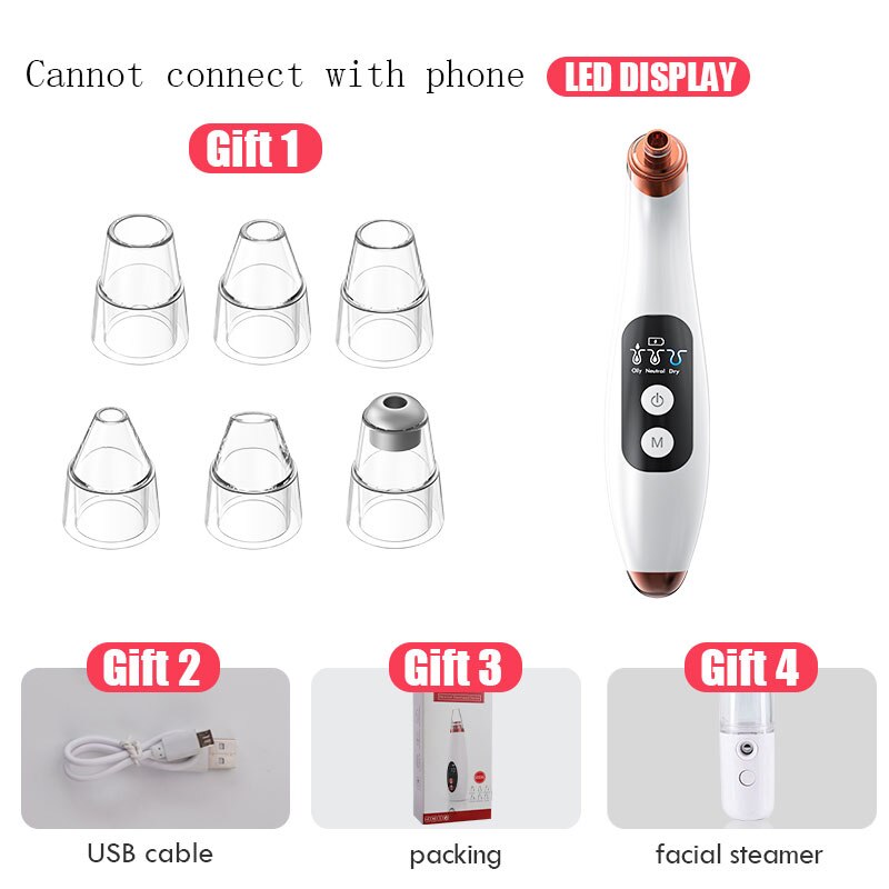 Blackhead Remover Face Deep Nose Cleaner T Zone Pore Acne Pimple Removal Vacuum Suction Facial Diamond Beauty Clean Skin Tool Bl: Type 2 With Steamer