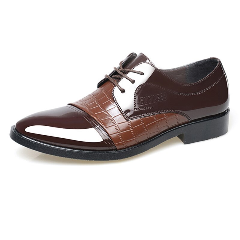 GAOKE Mens Dress Shoes Pointed Toe Business Wedding Formal Derby Flats Shoes Zapatos Hombre Classic Gentleman Shoes: brown / 8