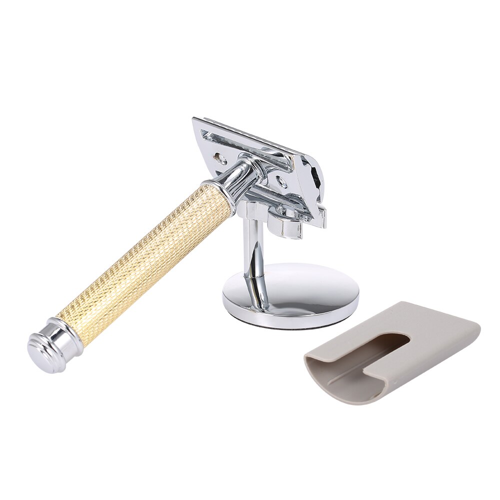 Double-edged Razor Shaving Set Safety Beard Razor with Shaving Razor Base Protective Cover Mustache Removal Shaving Tool