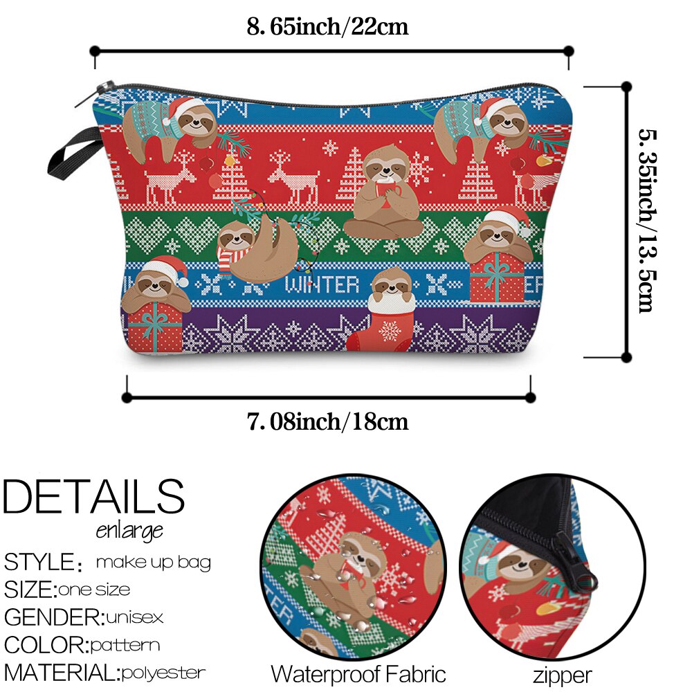 Deanfun flerfarget kosmetisk posere 3d trykt søt dovendyr toalettmappe kvinnelige bærbare uformelt vesker 52535