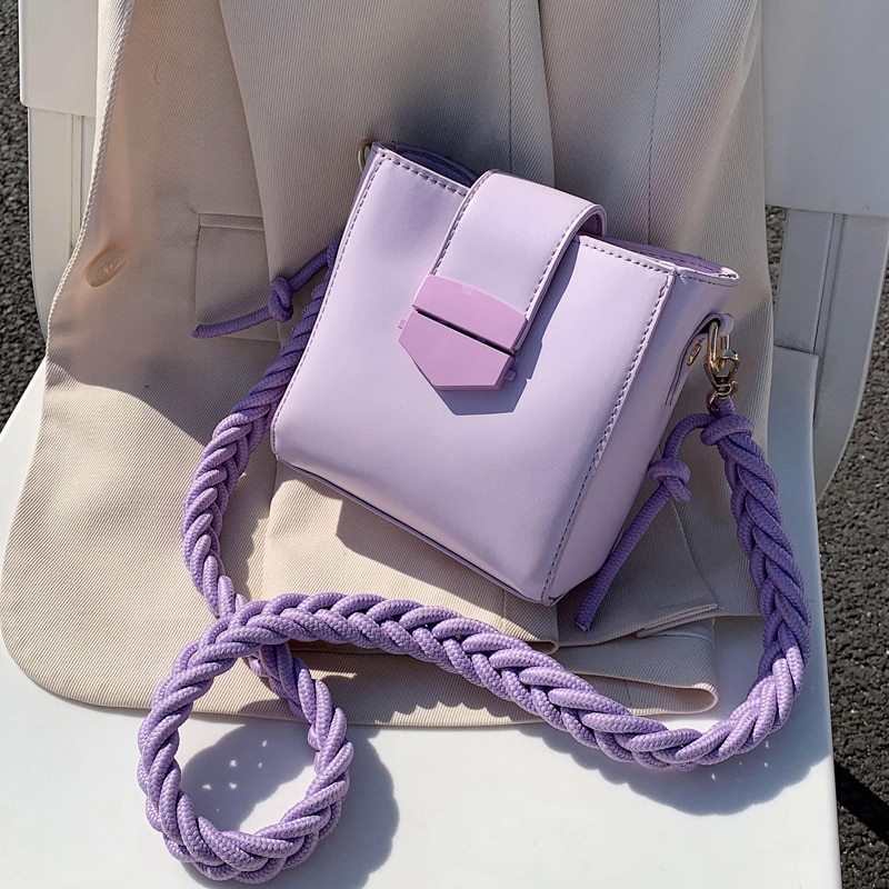 Corda di canapa della cinghia di spalla di Cuoio dell'UNITÀ di elaborazione sacco A principale Femme viola Borsa con Tracolla per Le Donne 2020 di proprietà Piccola Spalla Borse Femminile