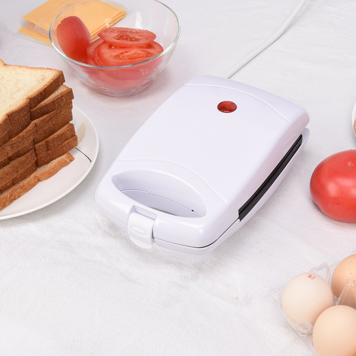Mini tostadora para desayuno de sándwich ligera, máquina para hacer waffles de alimentos para el hogar, tostadora de calor multifunción a presión Tools50
