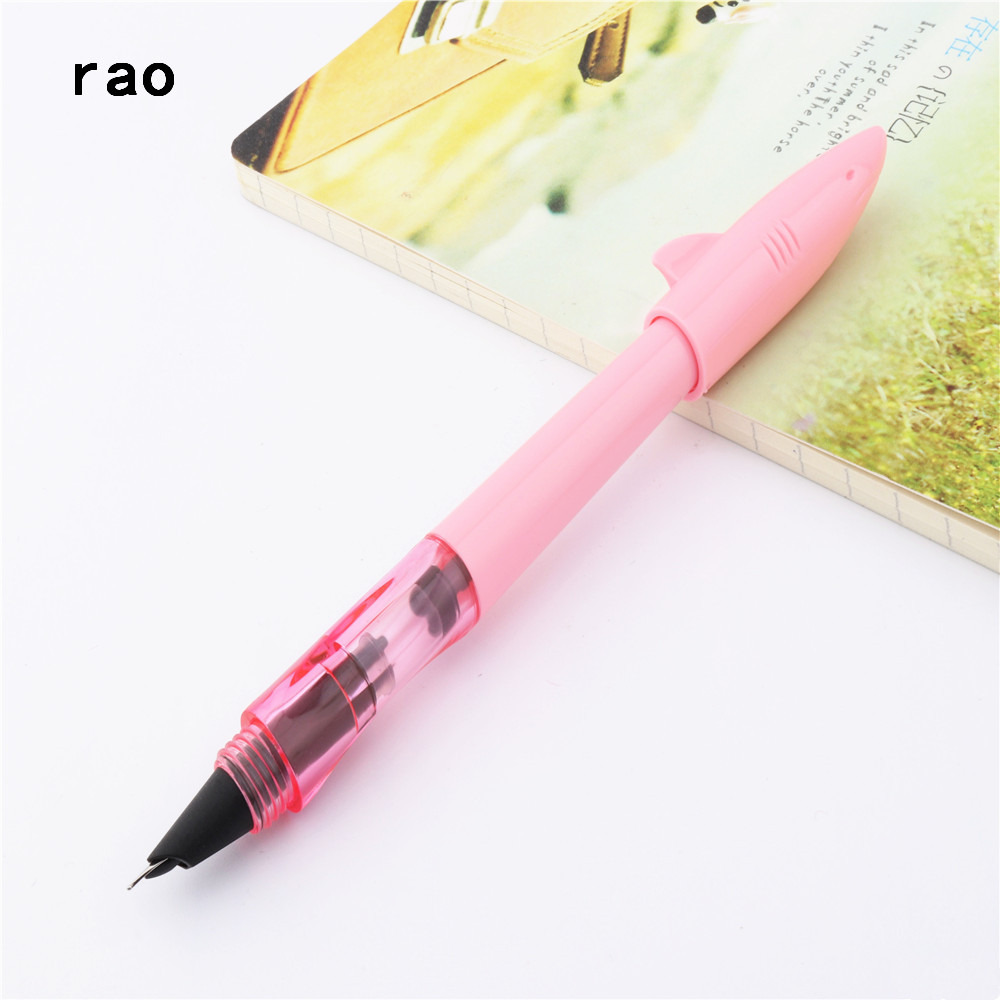 Jinhao 993 alle farger liten hai fin spiss fyllepenn skolekontor elevpenn for barn og #39 ;s treningspenn: Rosa-f