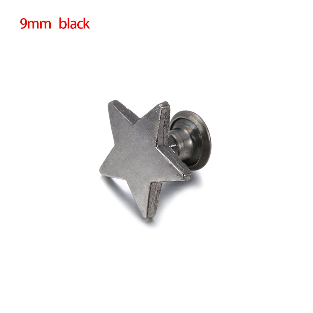 20pcs 9/12MM Metalen Sterren Klinknagels DIY Kleding Hoed Tas Schoenen Ambachten Decoratie Benodigdheden Kledingstuk Naaien Glas boor Nail Knop: black-9MM