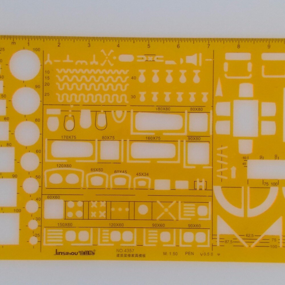 1:50 Architecture Decoration Furniture Symbols Drawing Drafting Template Stencil No 4357
